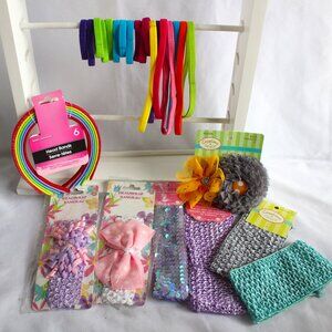 Lot Of 32 Girls Colorful Headbands And Hair Ties 1 Floral Clip